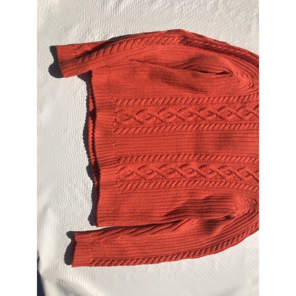 CHAPS Womens Orange 1/4 Zip Cable Knit Size Large - Picture 8 of 9